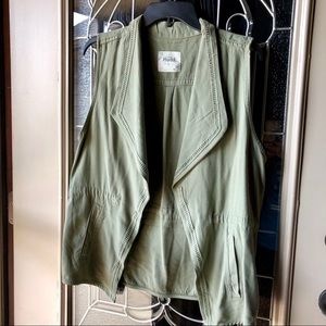 MUDD Olive Green Vintage Wash Open vest